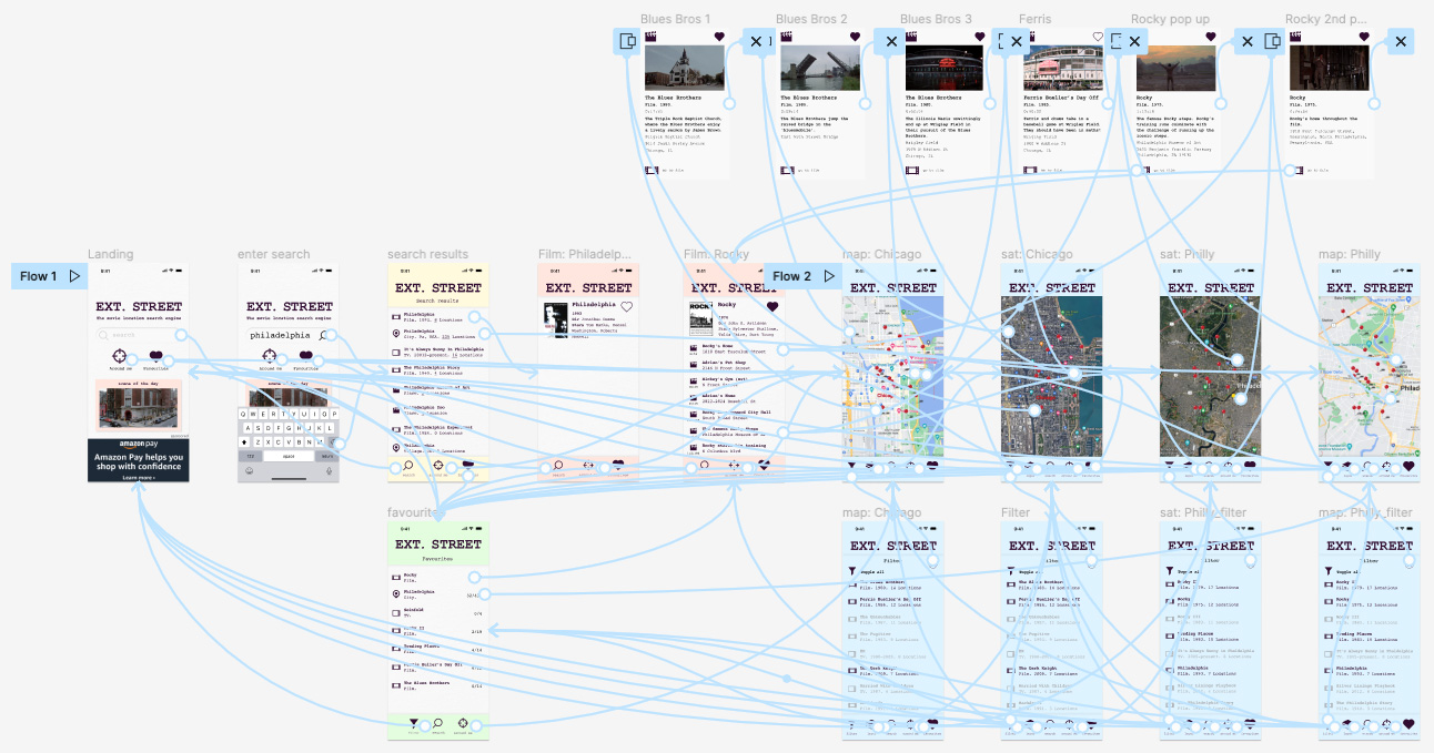 Ext Street prototype in Figma showing full site layout